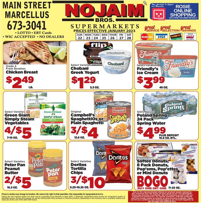 NOJAIM BROS. OF MARCELLUS Ad Specials